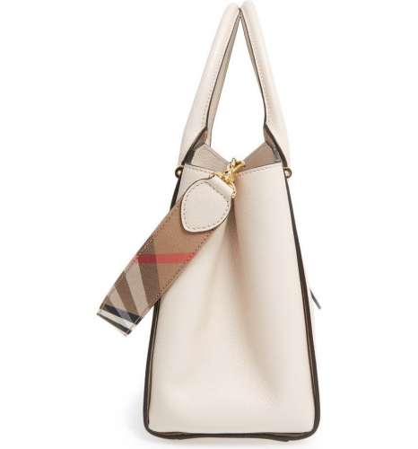 Burberry Women's Maidstone Ivory Leather Buckle Handbag Large Check Strap Best Deal in USA